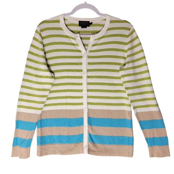 Pendleton Womens Striped Cardigan Sweater Size M Long Sleeve Multicolor Colorful - Picture 2 of 11
